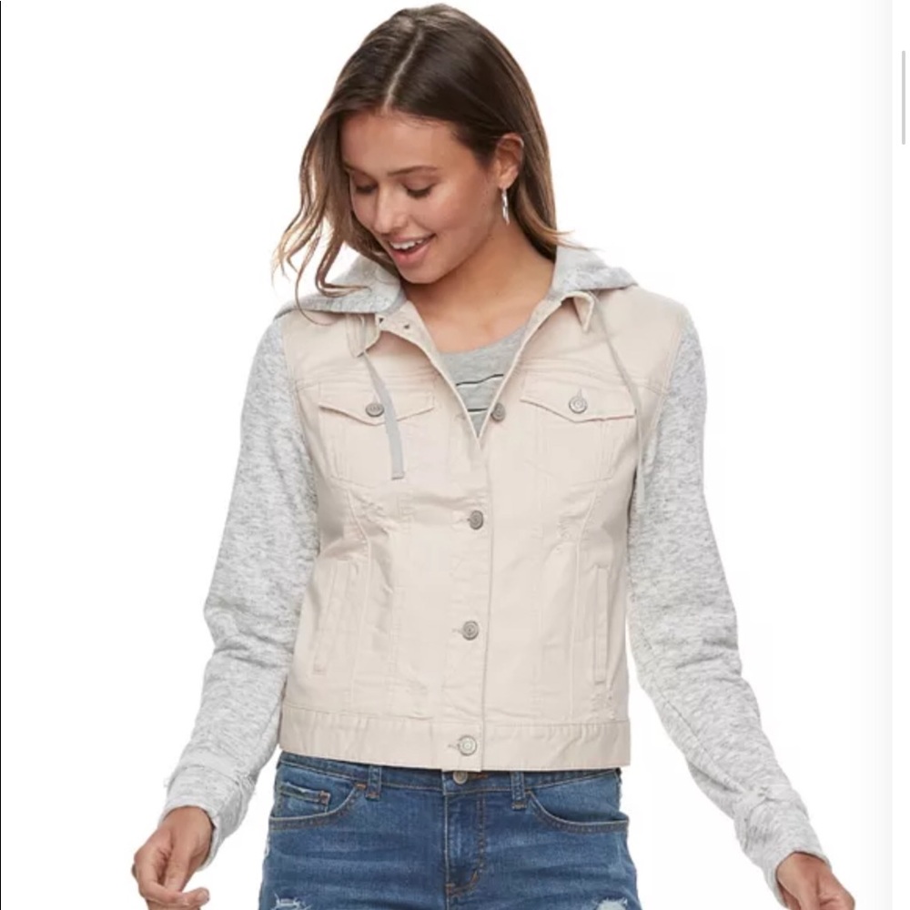 Mudd Juniors Knit Sleeve Denim jacket
